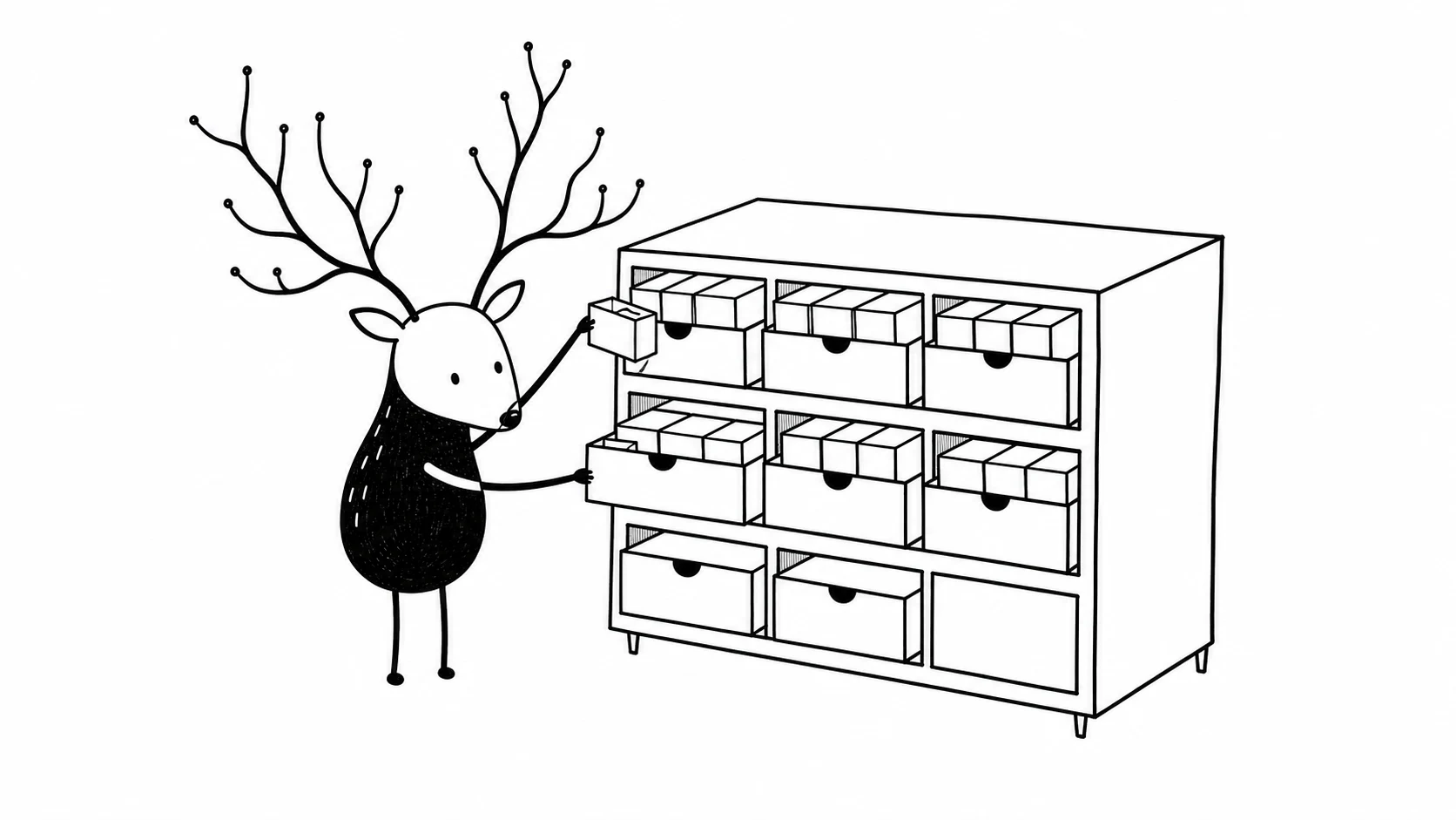 White-Face Xiaolu places small address blocks into a cabinet of orderly IPv6 subnet compartments.