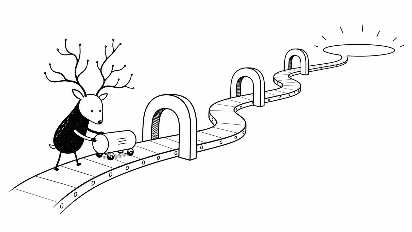 White-Face Xiaolu pushing a route capsule through successive relay gates toward global visibility.