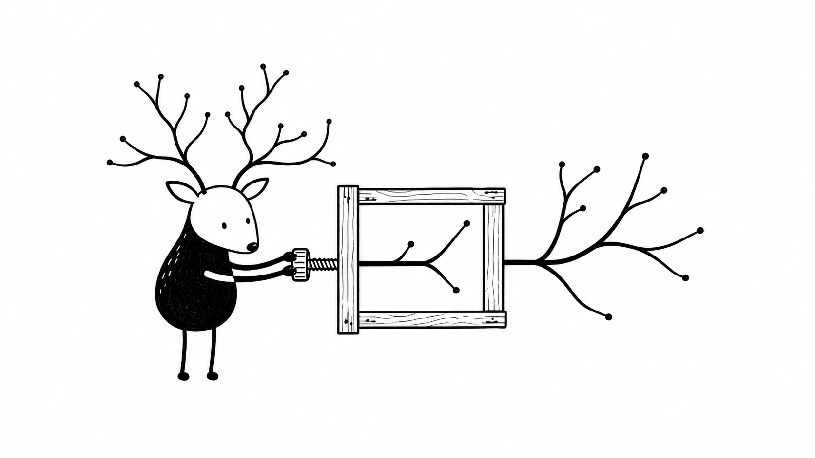 White-Face Xiaolu tightens a wooden frame around only the intended branch of a route tree.